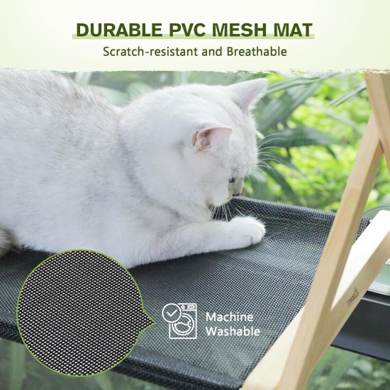 pecute Cat Window Seats (up to 20 kg), Cat Window Lounger Double Decker, Cat Hammock for Cats with Solid Wood and Metal, Sturdy Cat Hammock Window with Suction Cup pecute Cat Window Seats (up to 20 kg), Cat Window Lounger Double Decker, Cat Hammock for Cats with Solid Wood and Metal, Sturdy Cat Hammock Window with Suction Cup