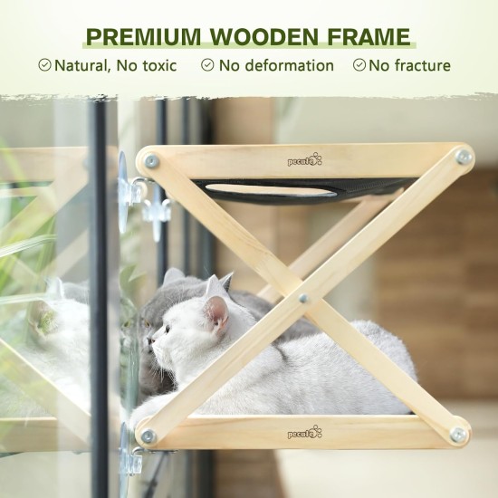 pecute Cat Window Seats (up to 20 kg), Cat Window Lounger Double Decker, Cat Hammock for Cats with Solid Wood and Metal, Sturdy Cat Hammock Window with Suction Cup pecute Cat Window Seats (up to 20 kg), Cat Window Lounger Double Decker, Cat Hammock for Cats with Solid Wood and Metal, Sturdy Cat Hammock Window with Suction Cup