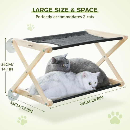 pecute Cat Window Seats (up to 20 kg), Cat Window Lounger Double Decker, Cat Hammock for Cats with Solid Wood and Metal, Sturdy Cat Hammock Window with Suction Cup pecute Cat Window Seats (up to 20 kg), Cat Window Lounger Double Decker, Cat Hammock for Cats with Solid Wood and Metal, Sturdy Cat Hammock Window with Suction Cup