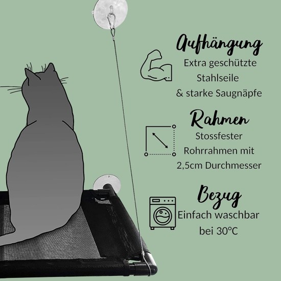 riijk Window Cat Hammock for Cats up to 23 kg, Extra Stable Window Lounger for Cats, Cat Bed Window Seat riijk Window Cat Hammock for Cats up to 23 kg, Extra Stable Window Lounger for Cats, Cat Bed Window Seat