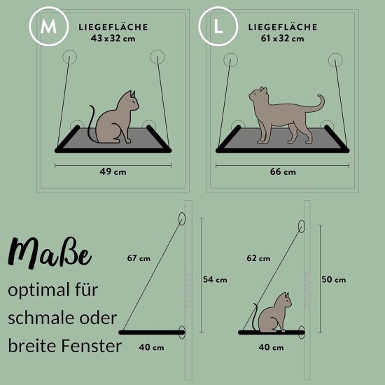 riijk Window Cat Hammock for Cats up to 23 kg, Extra Stable Window Lounger for Cats, Cat Bed Window Seat riijk Window Cat Hammock for Cats up to 23 kg, Extra Stable Window Lounger for Cats, Cat Bed Window Seat
