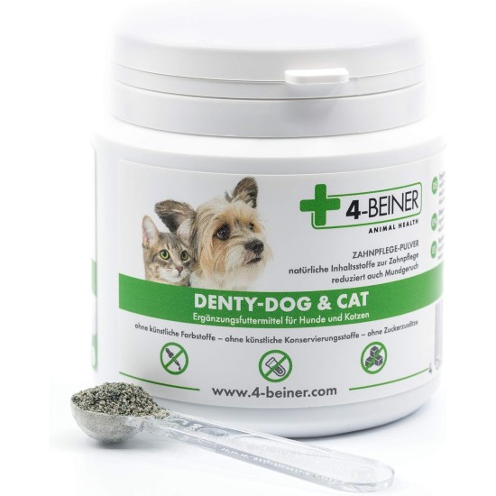 4-BEINER DENTY-Dog & CAT Dental Care - Tartar Remover & Bad Breath Aid for Dogs & Cats, Natural Ingredients Against Plaque, 90 g Powder 4-BEINER DENTY-Dog & CAT Dental Care - Tartar Remover & Bad Breath Aid for Dogs & Cats, Natural Ingredients Against Plaque, 90 g Powder