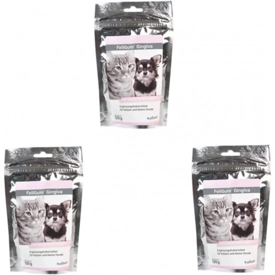 Alfavet FeliGum Gingiva | Pack of 3 | 3 x 120 g | Supplementary Feed for Cats and Small Dogs | With Willow Bark Extract and Omega-3 Fatty Acids | Delicious, Soft Chew Drops Alfavet FeliGum Gingiva | Pack of 3 | 3 x 120 g | Supplementary Feed for Cats and Small Dogs | With Willow Bark Extract and Omega-3 Fatty Acids | Delicious, Soft Chew Drops