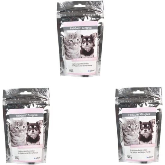 Alfavet FeliGum Gingiva | Pack of 3 | 3 x 120 g | Supplementary Feed for Cats and Small Dogs | With Willow Bark Extract and Omega-3 Fatty Acids | Delicious, Soft Chew Drops Alfavet FeliGum Gingiva | Pack of 3 | 3 x 120 g | Supplementary Feed for Cats and Small Dogs | With Willow Bark Extract and Omega-3 Fatty Acids | Delicious, Soft Chew Drops