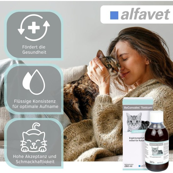 Alfavet ReConvales Tonic for Cats | Pack of 3 | 3 x 280 ml | Diet Supplementary Feed | For Convalescence, Underweight and Hepatic Lipidosis of Cats Alfavet ReConvales Tonic for Cats | Pack of 3 | 3 x 280 ml | Diet Supplementary Feed | For Convalescence, Underweight and Hepatic Lipidosis of Cats