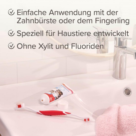 BEAPHAR - Dental care set for dogs and cats - double head toothbrush and toothpaste - combats plaque and tartar - with liver flavour - without fluorides - set with 1 toothbrush + 100 g toothpaste BEAPHAR - Dental care set for dogs and cats - double head toothbrush and toothpaste - combats plaque and tartar - with liver flavour - without fluorides - set with 1 toothbrush + 100 g toothpaste
