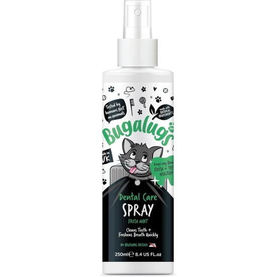 BUGALUGS Cat Breath Freshener Dental Care Spray Clean Teeth, Healthy Gums & Fresh Breath - Natural Cat Plaque Remover & Tartar Remover for Teeth - No Brushing Required BUGALUGS Cat Breath Freshener Dental Care Spray Clean Teeth, Healthy Gums & Fresh Breath - Natural Cat Plaque Remover & Tartar Remover for Teeth - No Brushing Required