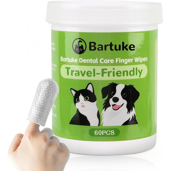 Bartuke Zahnpflege Finger Pads für Katzen Hunde, 60 Stück Fingerlinge Zahnpflege, Mundhygiene und frischen Atem - Reduziert Plaque Einwegzahnpflegetücher für Haustiere Bartuke Zahnpflege Finger Pads für Katzen Hunde, 60 Stück Fingerlinge Zahnpflege, Mundhygiene und frischen Atem - Reduziert Plaque Einwegzahnpflegetücher für Haustiere