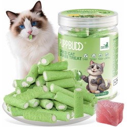 Cat Grass Snacks, Freeze-Dried Cat Grass for Cats, 100 g Cat Grass Ready Grown for Dental Care, Cat Grass Sticks Hair Balls Removal (M, 100 g Chickens Cat Grass Pole)