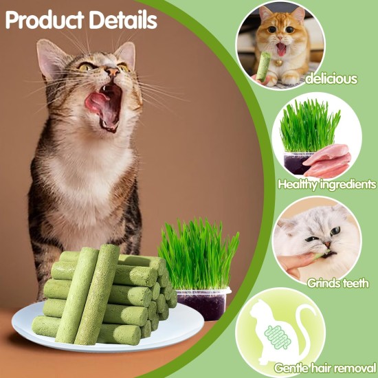 Cat Grass Sticks, Pack of 30 Cat Grass Teething Sticks, Cat Grass Chew Sticks, Cat Grass Molar Stick, Cat Grass Teething Stick, Freeze Dried Cat Grass Teeth Grinding Stick for Dental Care Cat Grass Sticks, Pack of 30 Cat Grass Teething Sticks, Cat Grass Chew Sticks, Cat Grass Molar Stick, Cat Grass Teething Stick, Freeze Dried Cat Grass Teeth Grinding Stick for Dental Care
