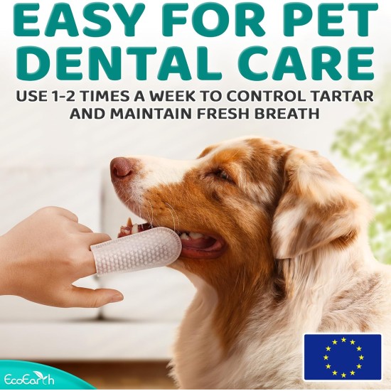EcoEarth - Teeth Cleaning Wipes for Dogs & Cats - Pet Dental Care Finger Pads for Fresh Breath & Oral Hygiene - Embossed Pattern & Nano Plastic Dots for Removing Plaque & Tartar - 50 EcoEarth - Teeth Cleaning Wipes for Dogs & Cats - Pet Dental Care Finger Pads for Fresh Breath & Oral Hygiene - Embossed Pattern & Nano Plastic Dots for Removing Plaque & Tartar - 50