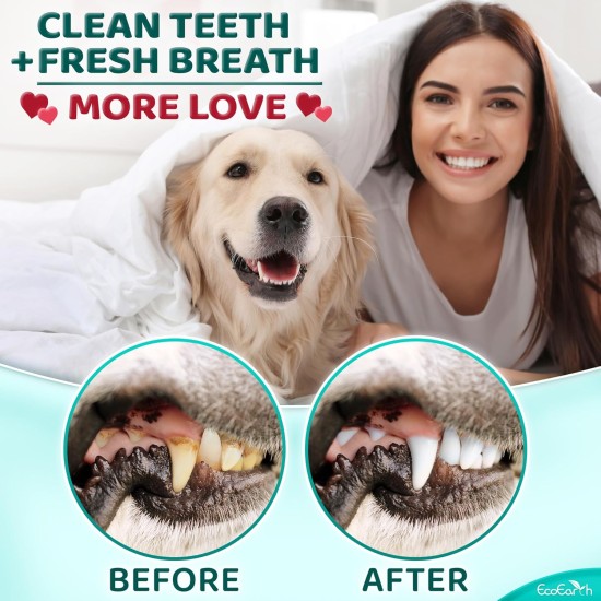 EcoEarth - Teeth Cleaning Wipes for Dogs & Cats - Pet Dental Care Finger Pads for Fresh Breath & Oral Hygiene - Embossed Pattern & Nano Plastic Dots for Removing Plaque & Tartar - 50 EcoEarth - Teeth Cleaning Wipes for Dogs & Cats - Pet Dental Care Finger Pads for Fresh Breath & Oral Hygiene - Embossed Pattern & Nano Plastic Dots for Removing Plaque & Tartar - 50