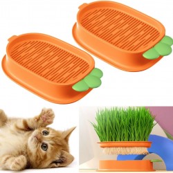 Esforzarse Pack of 2 Hydroponics Cat Grass Box, Cat Grass Growth Set, Cat Grass Germ Tray for Cat Dogs, Pets, Carrot Cat Grass Tray Growth Set, Cat Grass Germination Tray Esforzarse Pack of 2 Hydroponics Cat Grass Box, Cat Grass Growth Set, Cat Grass Germ Tray for Cat Dogs, Pets, Carrot Cat Grass Tray Growth Set, Cat Grass Germination Tray