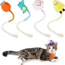 Grantop Catnip Toy Cat Biting Rope 4 Pieces Interactive Chew Toy Cat Made of Cotton Rope for Dental Care, Against Bad Breath Self-Employment - Cat Toy Gift for Cats Grantop Catnip Toy Cat Biting Rope 4 Pieces Interactive Chew Toy Cat Made of Cotton Rope for Dental Care, Against Bad Breath Self-Employment - Cat Toy Gift for Cats