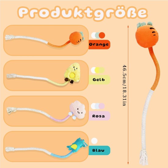 Grantop Catnip Toy Cat Biting Rope 4 Pieces Interactive Chew Toy Cat Made of Cotton Rope for Dental Care, Against Bad Breath Self-Employment - Cat Toy Gift for Cats Grantop Catnip Toy Cat Biting Rope 4 Pieces Interactive Chew Toy Cat Made of Cotton Rope for Dental Care, Against Bad Breath Self-Employment - Cat Toy Gift for Cats