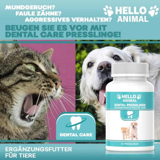 HelloAnimal Dental Pellets for Dogs and Cats - Tartar Remover Also for Spaces - Dental Cleaning and Dental Care - for Bad Breath HelloAnimal Dental Pellets for Dogs and Cats - Tartar Remover Also for Spaces - Dental Cleaning and Dental Care - for Bad Breath
