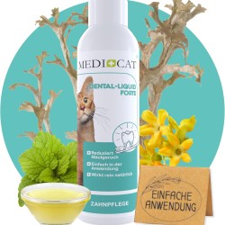 MEDICAT Dental Liquid Forte - Prevention of Tartar and Foot Odour in Cats - 150 ml - for Daily Cat Dental Care - Tartar Prevention & Fresh Breath MEDICAT Dental Liquid Forte - Prevention of Tartar and Foot Odour in Cats - 150 ml - for Daily Cat Dental Care - Tartar Prevention & Fresh Breath