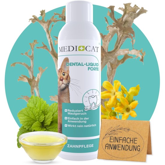 MEDICAT Dental Liquid Forte - Prevention of Tartar and Foot Odour in Cats - 150 ml - for Daily Cat Dental Care - Tartar Prevention & Fresh Breath