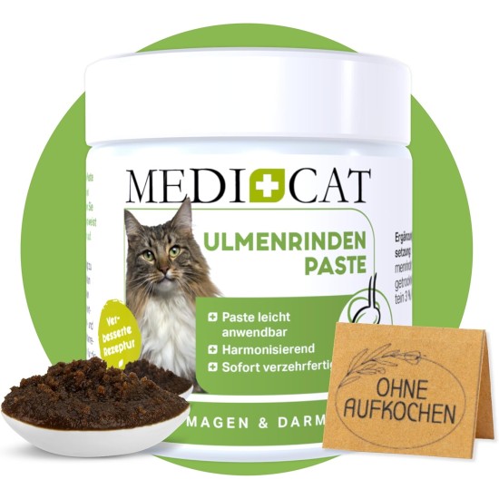 MEDICAT Premium Elm Bark Paste - 200g - for Cats - For Heartburn, Diarrhea and Vomiting for Intestinal Cleansing - Ready to Eat Immediately MEDICAT Premium Elm Bark Paste - 200g - for Cats - For Heartburn, Diarrhea and Vomiting for Intestinal Cleansing - Ready to Eat Immediately