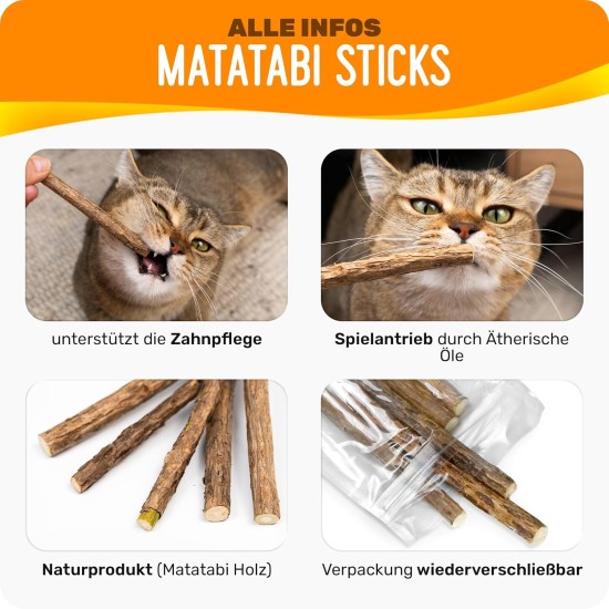 PETLIMA® | 5 x Matatabi Sticks - Natural Dental Care for Cats, Reduces Plaque & Tartar, Cat Toy with Essential Oils, Airtight Packed for Long-Lasting Freshness PETLIMA® | 5 x Matatabi Sticks - Natural Dental Care for Cats, Reduces Plaque & Tartar, Cat Toy with Essential Oils, Airtight Packed for Long-Lasting Freshness