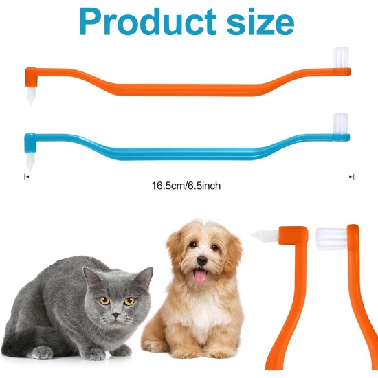 Pack of 2 Cat Tooth Brushes, Double-Sided Cat Tooth Cleaning Brush with Micro Brush Head and Curved Handle, Deep Cleaning for Kittens, Cat Teeth Care Accessories (Blue Purple) Pack of 2 Cat Tooth Brushes, Double-Sided Cat Tooth Cleaning Brush with Micro Brush Head and Curved Handle, Deep Cleaning for Kittens, Cat Teeth Care Accessories (Blue Purple)