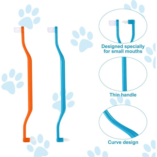 Pack of 2 Cat Tooth Brushes, Double-Sided Cat Tooth Cleaning Brush with Micro Brush Head and Curved Handle, Deep Cleaning for Kittens, Cat Teeth Care Accessories (Blue Purple) Pack of 2 Cat Tooth Brushes, Double-Sided Cat Tooth Cleaning Brush with Micro Brush Head and Curved Handle, Deep Cleaning for Kittens, Cat Teeth Care Accessories (Blue Purple)