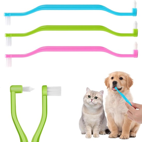Pack of 3 Cat Teeth Brushes, Dog Toothbrush, Dental Care Cats, Double-Sided Cat Teeth Cleaning Brush with Micro Brush Head and Curved Handle, Deep Cleaning for Cat Teeth Care Accessories Pack of 3 Cat Teeth Brushes, Dog Toothbrush, Dental Care Cats, Double-Sided Cat Teeth Cleaning Brush with Micro Brush Head and Curved Handle, Deep Cleaning for Cat Teeth Care Accessories