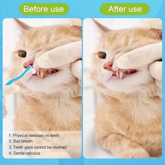 Pack of 3 Cat Teeth Brushes, Dog Toothbrush, Dental Care Cats, Double-Sided Cat Teeth Cleaning Brush with Micro Brush Head and Curved Handle, Deep Cleaning for Cat Teeth Care Accessories Pack of 3 Cat Teeth Brushes, Dog Toothbrush, Dental Care Cats, Double-Sided Cat Teeth Cleaning Brush with Micro Brush Head and Curved Handle, Deep Cleaning for Cat Teeth Care Accessories