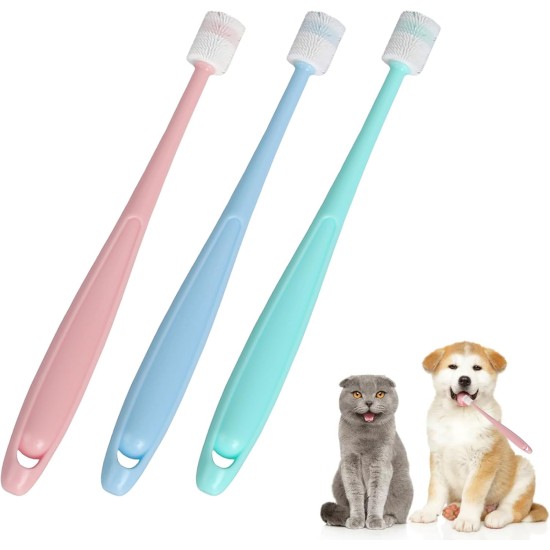Pack of 3 Cat Toothbrush, 360 Degree Cat Toothbrush for Cats, Reusable Dog Toothbrush, Soft Silicone Dental Care, Pets Toothbrushes, Mini for Small Dogs and Cats Pack of 3 Cat Toothbrush, 360 Degree Cat Toothbrush for Cats, Reusable Dog Toothbrush, Soft Silicone Dental Care, Pets Toothbrushes, Mini for Small Dogs and Cats