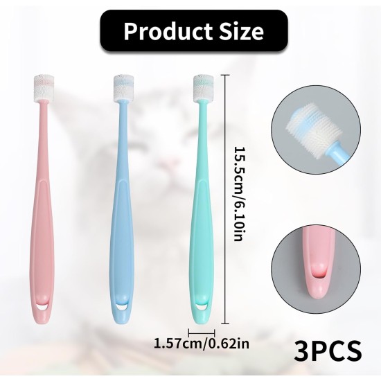 Pack of 3 Cat Toothbrush, 360 Degree Cat Toothbrush for Cats, Reusable Dog Toothbrush, Soft Silicone Dental Care, Pets Toothbrushes, Mini for Small Dogs and Cats Pack of 3 Cat Toothbrush, 360 Degree Cat Toothbrush for Cats, Reusable Dog Toothbrush, Soft Silicone Dental Care, Pets Toothbrushes, Mini for Small Dogs and Cats