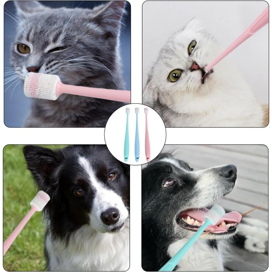 Pack of 3 Cat Toothbrush, Cat Toothbrush for Cats, Cat Toothbrush 360 Degrees, Reusable, Small and Dogs, Silicone, Food Grade Toothbrush for Pets, Cleaning Set (3 Colours) Pack of 3 Cat Toothbrush, Cat Toothbrush for Cats, Cat Toothbrush 360 Degrees, Reusable, Small and Dogs, Silicone, Food Grade Toothbrush for Pets, Cleaning Set (3 Colours)