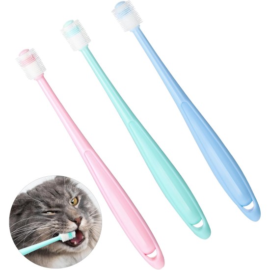 Pack of 3 Small Cat Toothbrush, 360 Degree Small Pets Toothbrush, Cat Toothbrush, Reusable, Food Grade Soft Silicone for Pets, Cleaning Set for Small Pets Pack of 3 Small Cat Toothbrush, 360 Degree Small Pets Toothbrush, Cat Toothbrush, Reusable, Food Grade Soft Silicone for Pets, Cleaning Set for Small Pets