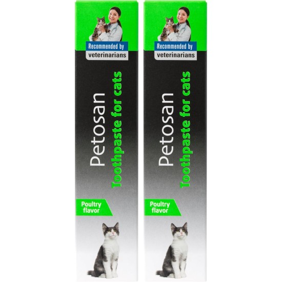 Petosan 2 x Toothpaste for Cats - 2 x 70 g Poultry Flavour Toothpaste for Cats Dental Care - Anti-Tartar, Plaque Control, Veterinarian Approved - Fresh Breath and Oral Hygiene for All Cats Petosan 2 x Toothpaste for Cats - 2 x 70 g Poultry Flavour Toothpaste for Cats Dental Care - Anti-Tartar, Plaque Control, Veterinarian Approved - Fresh Breath and Oral Hygiene for All Cats