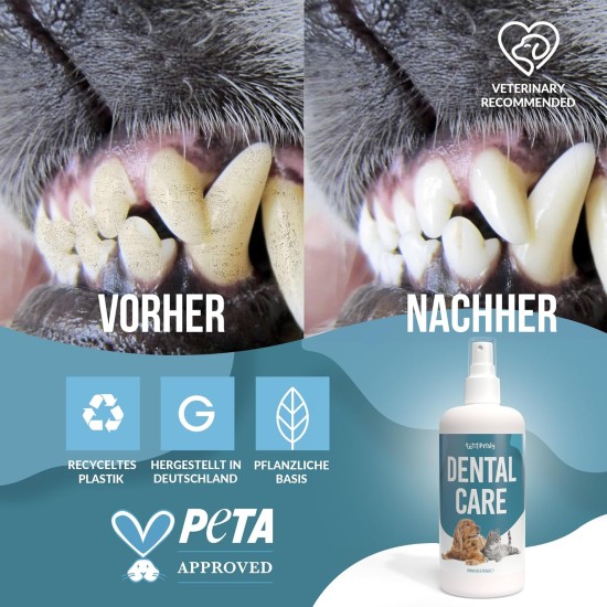 Petsly® Dental Spray for Dogs and Cats – 250 ml – Fresh Mint – No Rinsing or Brushing – Against Tartar and Bad Breath – Dental Care Dog & Cat with Triple Effect Petsly® Dental Spray for Dogs and Cats – 250 ml – Fresh Mint – No Rinsing or Brushing – Against Tartar and Bad Breath – Dental Care Dog & Cat with Triple Effect