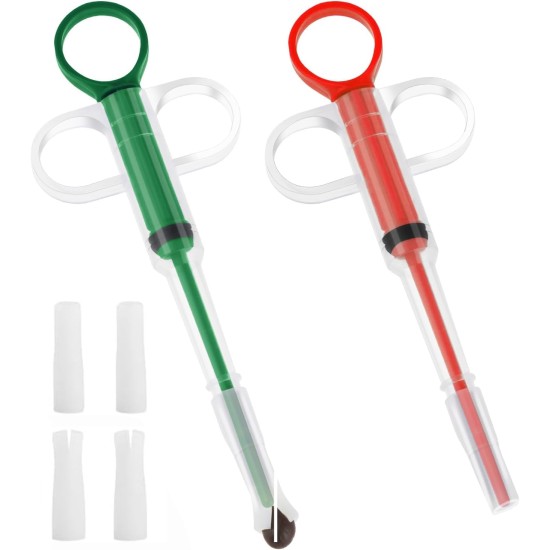 Pill Dispenser for Cats, 2 Pieces Tablet Dispenser Cat Protects Teeth and Gums, Soft Tip, Suitable for Cats, Dogs and Small Animals, for Feeding Accessories (Red, Green) Pill Dispenser for Cats, 2 Pieces Tablet Dispenser Cat Protects Teeth and Gums, Soft Tip, Suitable for Cats, Dogs and Small Animals, for Feeding Accessories (Red, Green)