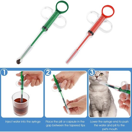 Pill Dispenser for Cats, 2 Pieces Tablet Dispenser Cat Protects Teeth and Gums, Soft Tip, Suitable for Cats, Dogs and Small Animals, for Feeding Accessories (Red, Green) Pill Dispenser for Cats, 2 Pieces Tablet Dispenser Cat Protects Teeth and Gums, Soft Tip, Suitable for Cats, Dogs and Small Animals, for Feeding Accessories (Red, Green)