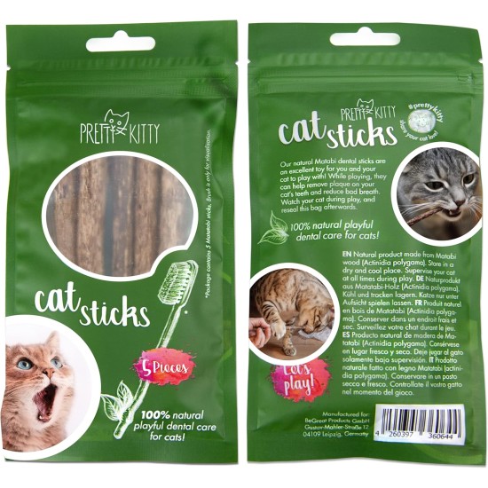 Pretty Kitty 5x Catnip Sticks Real Matatabi Wood Cat Toy for Cats Dental Care and to prevent Breath Odour of Cats, 5x Dental Stick Cats Wood Chewers Pretty Kitty 5x Catnip Sticks Real Matatabi Wood Cat Toy for Cats Dental Care and to prevent Breath Odour of Cats, 5x Dental Stick Cats Wood Chewers
