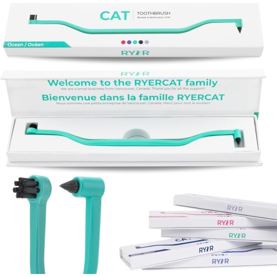 RYERCAT Cat Accessories, Double-Sided Cat Toothbrush, Kitten Toothbrush with Micro Head for Cats/Kittens, Cat Tooth Care, Toothbrush for Cats (Ocean Blue) RYERCAT Cat Accessories, Double-Sided Cat Toothbrush, Kitten Toothbrush with Micro Head for Cats/Kittens, Cat Tooth Care, Toothbrush for Cats (Ocean Blue)