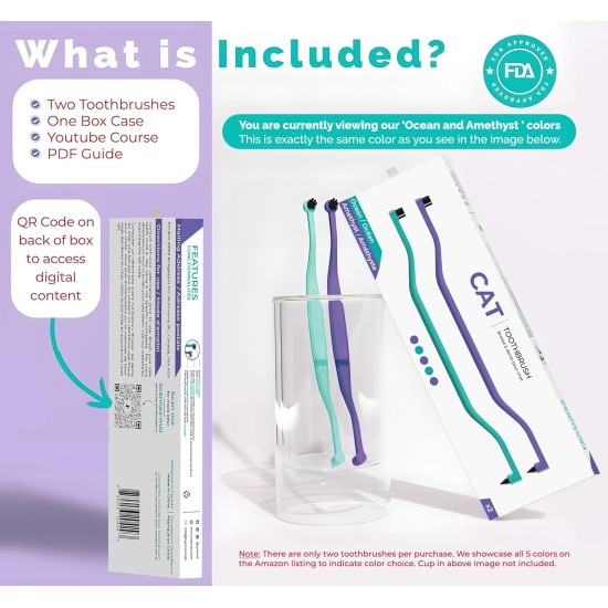 RYERCAT Set of 2 Cat Accessories, Double-Sided Cat Toothbrush, Kitten Toothbrush with Micro Head for Cats/Kittens, Cat Teeth Care, Toothbrush for Cats (Amethyst Purple and Ocean Blue) RYERCAT Set of 2 Cat Accessories, Double-Sided Cat Toothbrush, Kitten Toothbrush with Micro Head for Cats/Kittens, Cat Teeth Care, Toothbrush for Cats (Amethyst Purple and Ocean Blue)