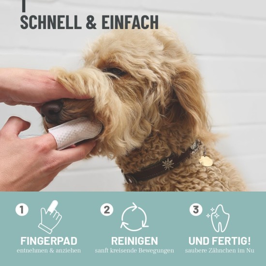 ReaVET Denta Vital - Dental Care Finger Pads for Dogs & Cats Pack of 50 - Teeth Cleaning, Dental Care without Toothbrush Tartar Remover I Finger Pads, Finger Cots Against Bad Breath ReaVET Denta Vital - Dental Care Finger Pads for Dogs & Cats Pack of 50 - Teeth Cleaning, Dental Care without Toothbrush Tartar Remover I Finger Pads, Finger Cots Against Bad Breath