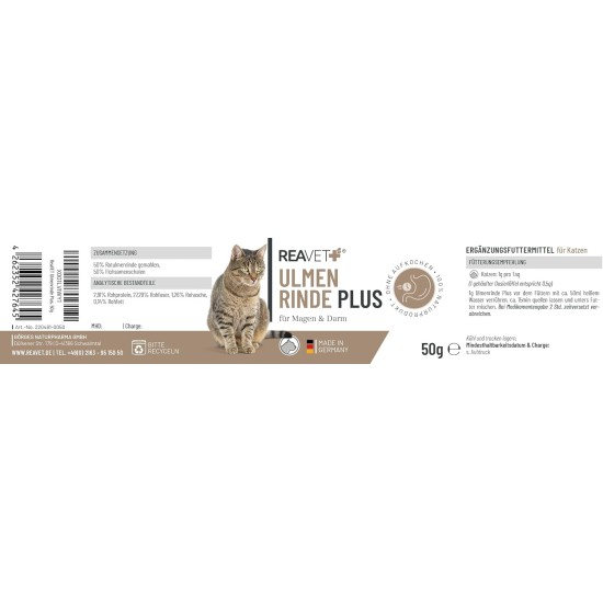 ReaVET Elm Bark Plus Strong Slime Without Boiling for Cats 50 g Natural Pure Premium Quality Digestion Intestinal Flora Stomach Slippery Elm Bark ReaVET Elm Bark Plus Strong Slime Without Boiling for Cats 50 g Natural Pure Premium Quality Digestion Intestinal Flora Stomach Slippery Elm Bark