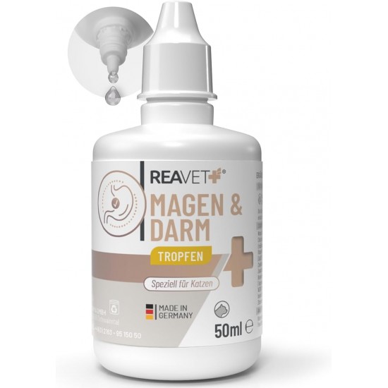 ReaVET Stomach & Intestinal Drops for Cats 50 ml I Intestinal Restoration Cat I Liquid Supports Intestinal Flora & Natural Intestinal Regulation - Secondary for Diarrhea or Bloating ReaVET Stomach & Intestinal Drops for Cats 50 ml I Intestinal Restoration Cat I Liquid Supports Intestinal Flora & Natural Intestinal Regulation - Secondary for Diarrhea or Bloating