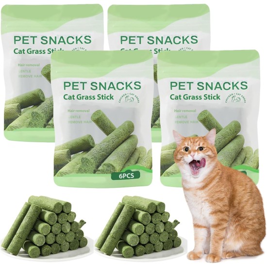 Sporgo Pack of 24 Cat Grass Snack: 120 g Freeze-Dried Snacks for Cats for Dental Care and Hair Balls Removal, Cat Grass Teething Stick Catnip Biting Stick Cat Grass for Cats Sporgo Pack of 24 Cat Grass Snack: 120 g Freeze-Dried Snacks for Cats for Dental Care and Hair Balls Removal, Cat Grass Teething Stick Catnip Biting Stick Cat Grass for Cats