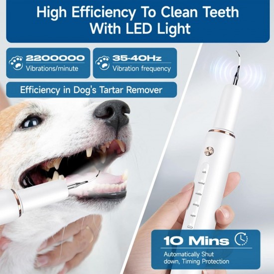 TECKZOON Professional Tartar Remover Tooth Cleaning Set for Dogs & Cats - 5 Adjustable Modes, 4 Interchangeable Heads with LED Light | Effective Tartar Removal & Gentle Cleaning TECKZOON Professional Tartar Remover Tooth Cleaning Set for Dogs & Cats - 5 Adjustable Modes, 4 Interchangeable Heads with LED Light | Effective Tartar Removal & Gentle Cleaning