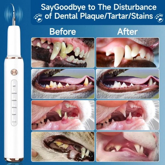 TECKZOON Professional Tartar Remover Tooth Cleaning Set for Dogs & Cats - 5 Adjustable Modes, 4 Interchangeable Heads with LED Light | Effective Tartar Removal & Gentle Cleaning TECKZOON Professional Tartar Remover Tooth Cleaning Set for Dogs & Cats - 5 Adjustable Modes, 4 Interchangeable Heads with LED Light | Effective Tartar Removal & Gentle Cleaning