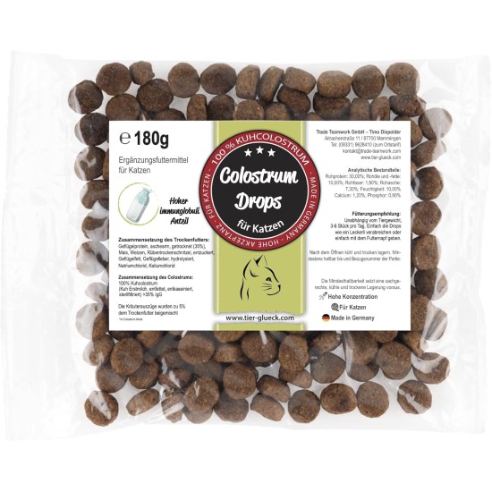 Trade Teamwork Colostrum Drops for Cats - Treats with Precious Cow Colostrum (180 g) - Natural Support for a Happy Cat Life Trade Teamwork Colostrum Drops for Cats - Treats with Precious Cow Colostrum (180 g) - Natural Support for a Happy Cat Life