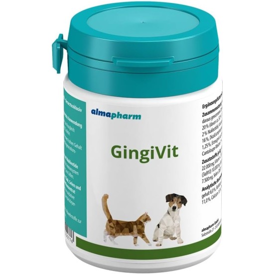 almapharm GingiVit | 125 Tablets | Supplementary Feed for Dogs and Cats | To Support Gums, Mouth Mucosa and Teeth Retention Apparatus | High Enzyme Content almapharm GingiVit | 125 Tablets | Supplementary Feed for Dogs and Cats | To Support Gums, Mouth Mucosa and Teeth Retention Apparatus | High Enzyme Content