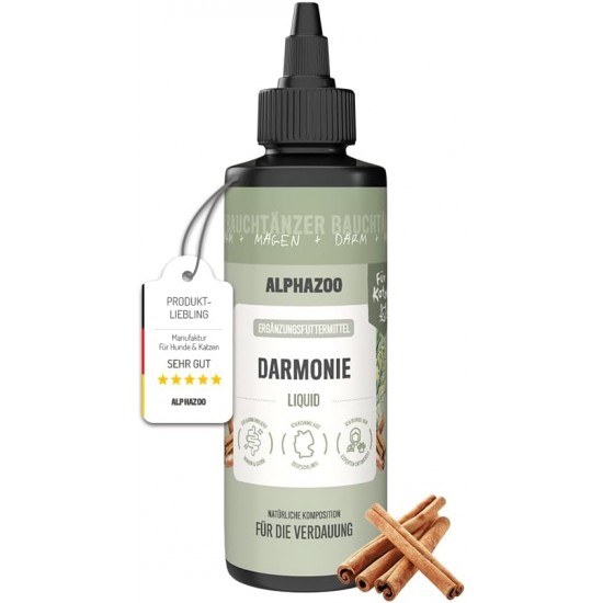 alphazoo Darmonie Liquid für Katzen 100 ml – Mit Leinöl & Omega-3 – Unterstützt Darmflora, Verdauung & Stoffwechsel – Natürliche Hilfe bei Blähungen & Durchfall alphazoo Darmonie Liquid für Katzen 100 ml – Mit Leinöl & Omega-3 – Unterstützt Darmflora, Verdauung & Stoffwechsel – Natürliche Hilfe bei Blähungen & Durchfall