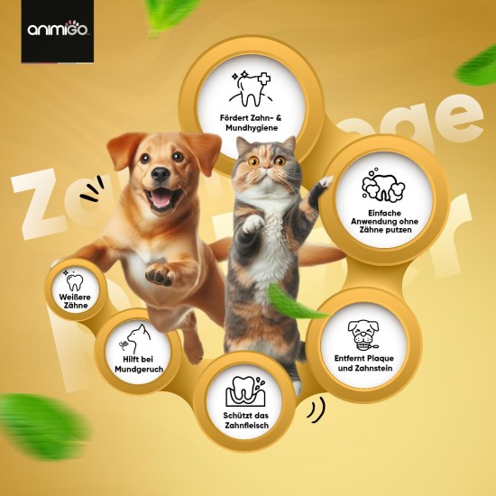 animigo Tartar Remover for Dogs & Cats - Dental Care for Oral Hygiene - 350 g Powder - Teeth Cleaning with Seaweed & Peppermint Flavour - Fresh Breath - Natural Seaweed animigo Tartar Remover for Dogs & Cats - Dental Care for Oral Hygiene - 350 g Powder - Teeth Cleaning with Seaweed & Peppermint Flavour - Fresh Breath - Natural Seaweed