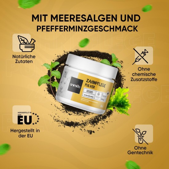 animigo Tartar Remover for Dogs & Cats - Dental Care for Oral Hygiene - 350 g Powder - Teeth Cleaning with Seaweed & Peppermint Flavour - Fresh Breath - Natural Seaweed animigo Tartar Remover for Dogs & Cats - Dental Care for Oral Hygiene - 350 g Powder - Teeth Cleaning with Seaweed & Peppermint Flavour - Fresh Breath - Natural Seaweed